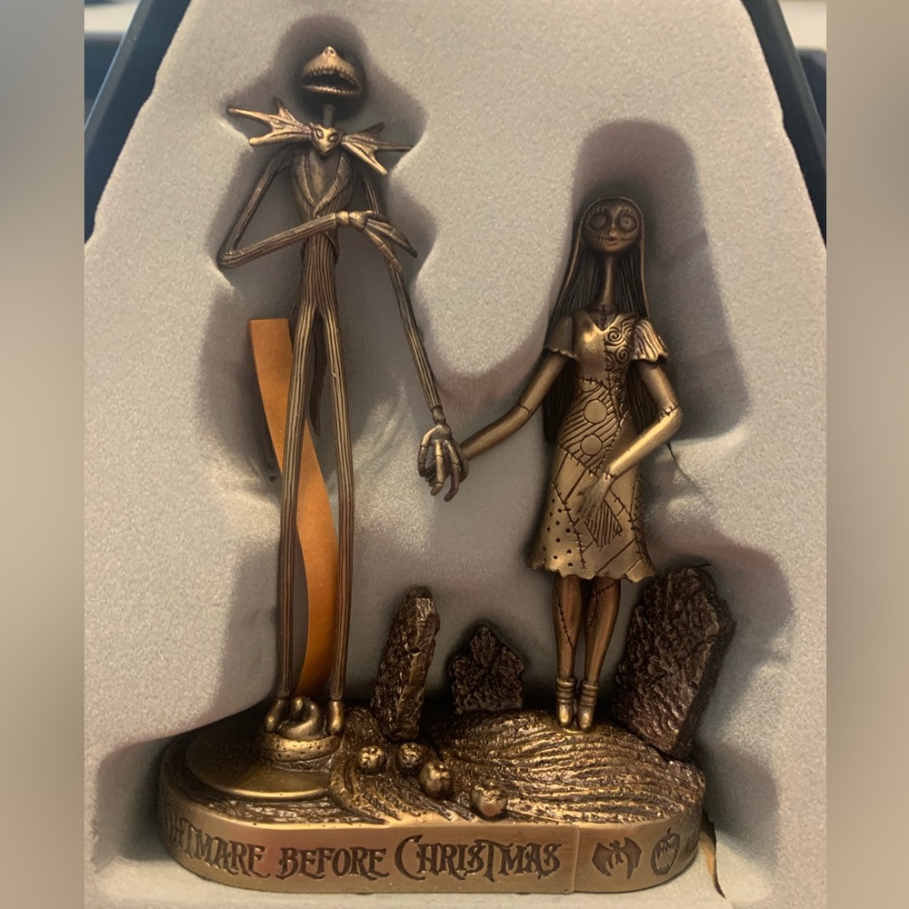 Nightmare Before Christmas Jack & Sally Bronze Paperweight Limited Edition
